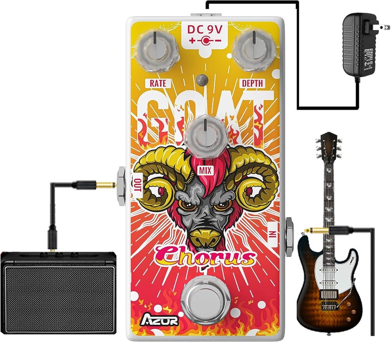 Azor Mini Chorus Guitar Pedal for Pedal Boards, Classic Goat Digital Chorus Effects Pedal for Electric Guitar AP511 - Image 4